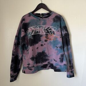 Petals and Peacocks Herbs Blue & Purple Tie Dye Crewneck Sweatshirt- Small